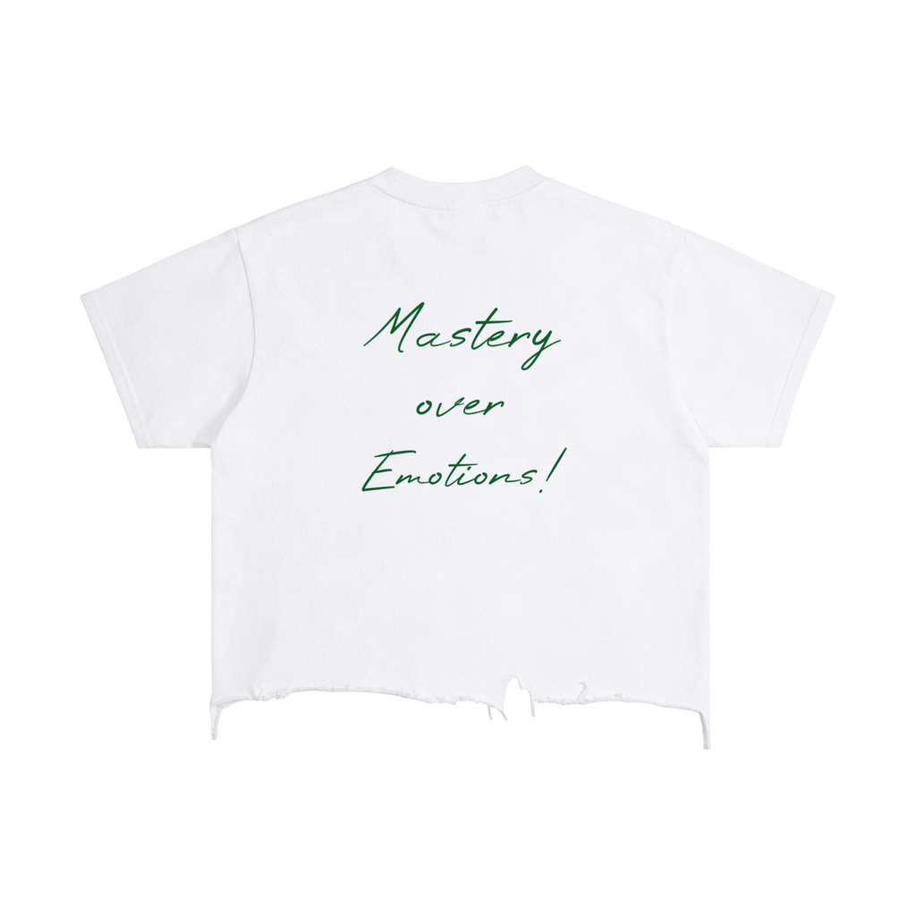 'Mastery over Emotions' Vintage Washed Boxy Distressed Hem T-Shirt